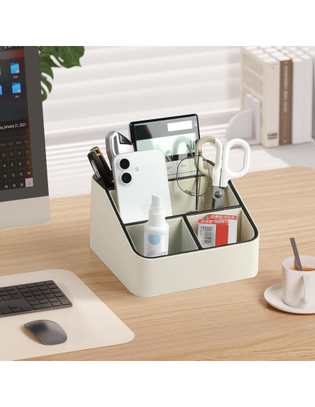 Organizador de Escritorio MEIBOOCH Crema con 4 Compartimentos Organizador de Escritorio MEIBOOCH Crema con 4 Compartimentos