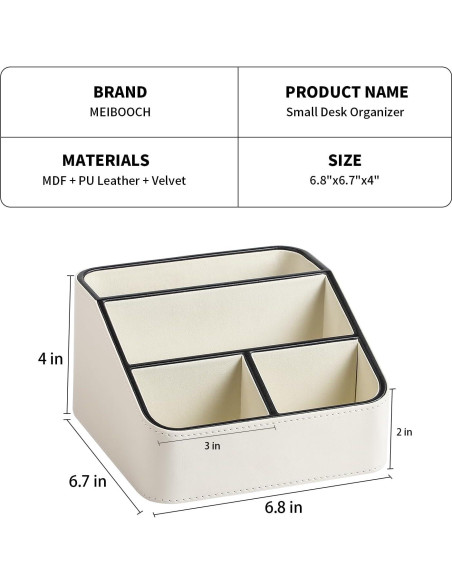 Organizador de Escritorio MEIBOOCH Crema con 4 Compartimentos Organizador de Escritorio MEIBOOCH Crema con 4 Compartimentos