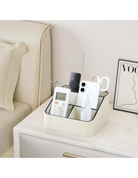 Organizador de Escritorio MEIBOOCH Crema con 4 Compartimentos Organizador de Escritorio MEIBOOCH Crema con 4 Compartimentos