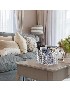 Soporte de Control Remoto Sumnacon de Cristal Plateado con 3 Compartimentos 2