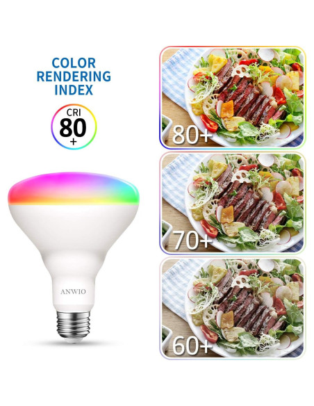 Bombilla Inteligente ANWIO BR30 RGB E26 13W Paquete de 4 Bombilla Inteligente ANWIO BR30 RGB E26 13W Paquete de 4