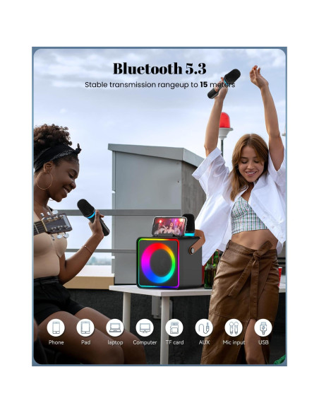 Máquina de Karaoke YLL con 2 Micrófonos Inalámbricos y Bluetooth Máquina de Karaoke YLL con 2 Micrófonos Inalámbricos y Bluetooth