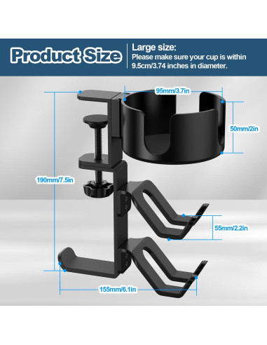 Soporte para Taza 4 en 1 POWNEW Ajustable Negro