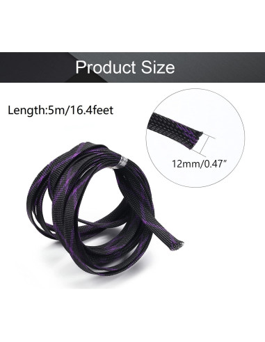 Manguito Trenzado Expandible Heyiarbeit 5m Negro Púrpura 12mm