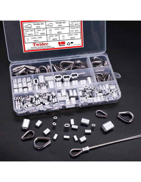 Kit de Ojales y Mangas de Crimpado Twidec 240 Piezas Aluminio Kit de Ojales y Mangas de Crimpado Twidec 240 Piezas Aluminio