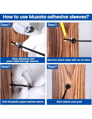 Muzata 40 Manguitos Adhesivos para Cable Acero Inoxidable T316