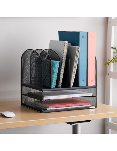 Organizador de Escritorio Safco Onyx, 2 Bandejas y 6 Compartimentos