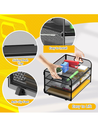 Organizador de Papel de 3 Niveles MINDEPOT Negro - Bandeja de Cartas