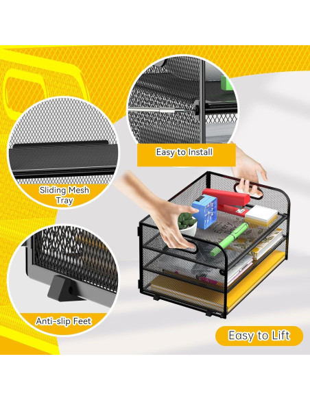 Organizador de Papel de 3 Niveles MINDEPOT Negro - Bandeja de Cartas Organizador de Papel de 3 Niveles MINDEPOT Negro - Bandeja de Cartas