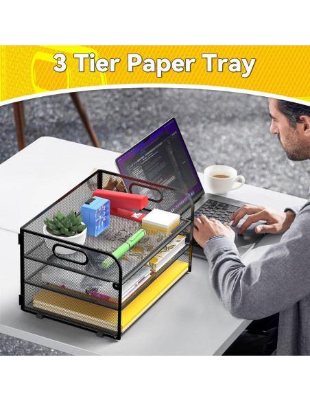 Organizador de Papel de 3 Niveles MINDEPOT Negro - Bandeja de Cartas Organizador de Papel de 3 Niveles MINDEPOT Negro - Bandeja de Cartas