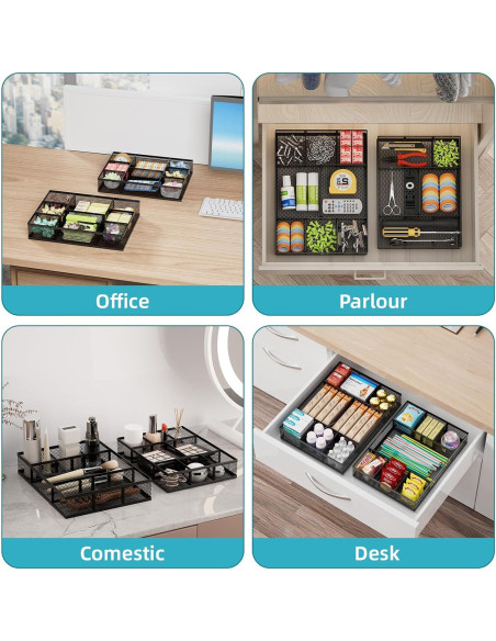 Organizador de Cajón Marbrasse 2 Pack con Divisores Ajustables Organizador de Cajón Marbrasse 2 Pack con Divisores Ajustables