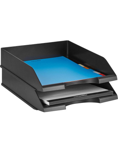 Organizador de cartas apilable Amazon Basics, negro, 2 unidades