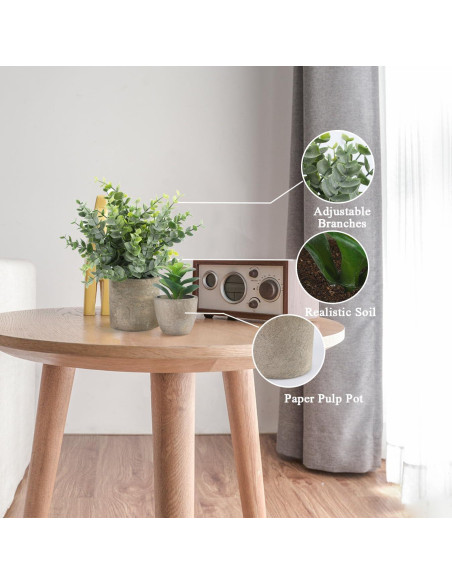 ALAGIRLS 4 Plantas Artificiales Eucalipto en Macetas Decorativas ALAGIRLS 4 Plantas Artificiales Eucalipto en Macetas Decorativas