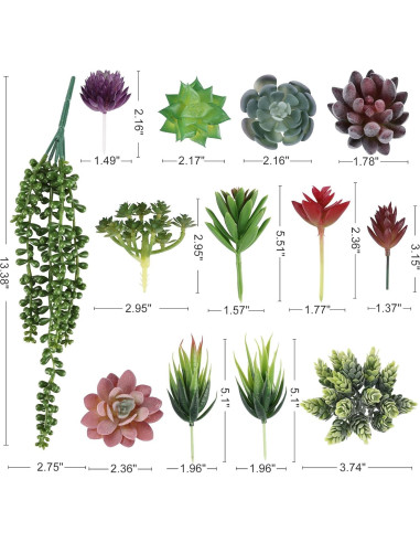 CEWOR 14pcs Suculentas Artificiales Realistas para Decoración