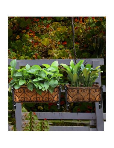 Estante Colgante de Flores MorTime - Hierro Negro, 2 Piezas