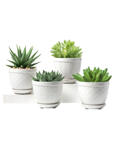 Macetas de Cerámica Sureasy 11.9 cm con Drenaje, Juego de 4