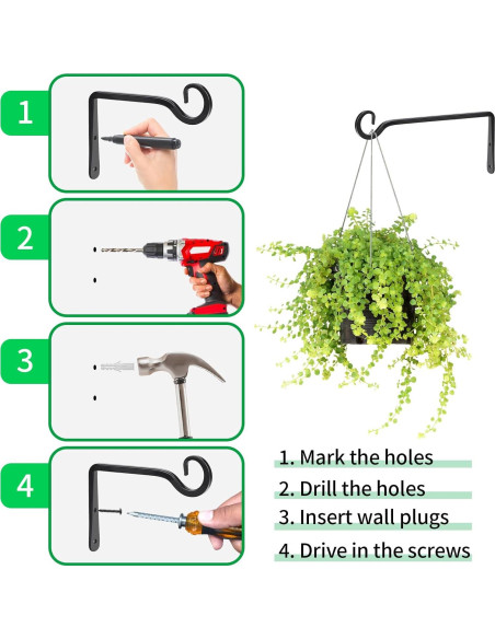 Ganchos de Metal para Plantas MOWPOG 25 cm - Paquete de 2 Ganchos de Metal para Plantas MOWPOG 25 cm - Paquete de 2