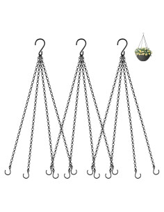 Cadenas Colgantes para Cestas Garini 3 Piezas 58 cm Negro