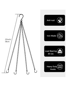 Cadenas Colgantes para Cestas Garini 3 Piezas 58 cm Negro 2