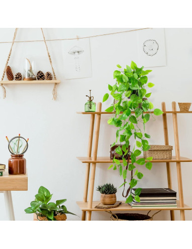 Planta Colgante Artificial Pothos LOYWREE en Maceta Negra 100cm