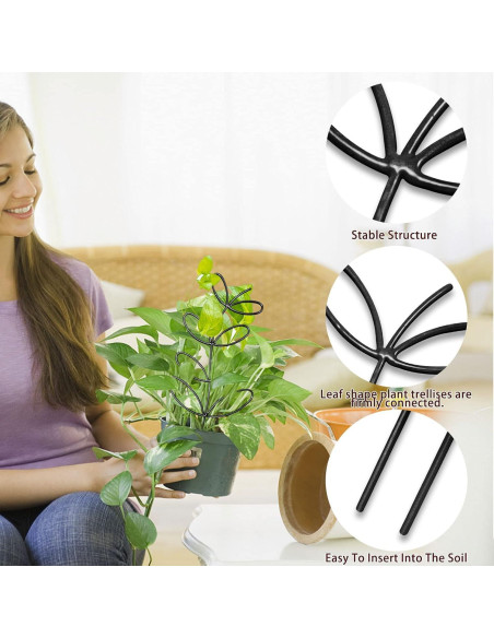 Trellis Metálico para Plantas CANIPHA 4 Pcs Negro 31x11.5cm Trellis Metálico para Plantas CANIPHA 4 Pcs Negro 31x11.5cm