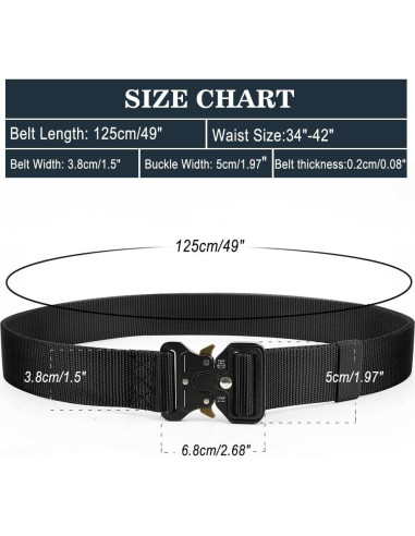 Cinturón Táctico Militar para Hombre con Hebilla Rápida 125cm