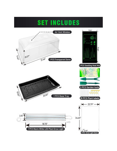 Kit de Inicio de Semillas Hugbow con Luz LED y Almohadilla Térmica