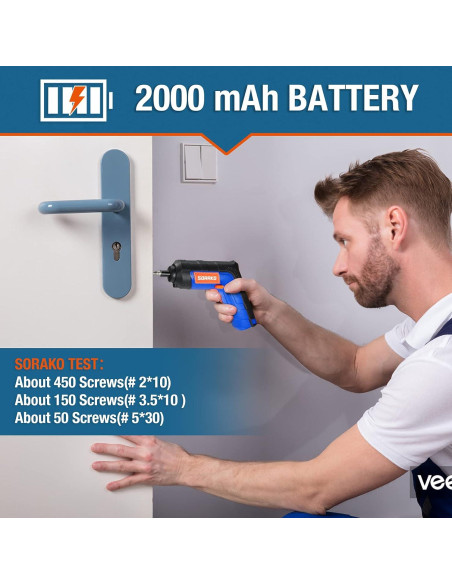 Destornillador Inalámbrico SORAKO 4V 6Nm con Luz LED Destornillador Inalámbrico SORAKO 4V 6Nm con Luz LED