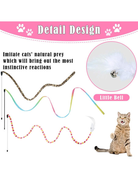 6 Juguetes Interactivos para Gatos Varitas con Pluma y Campana 6 Juguetes Interactivos para Gatos Varitas con Pluma y Campana