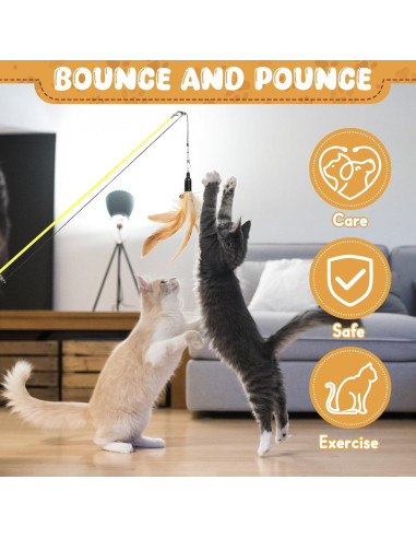 Juguetes para Gatos Jieffifa - Varita Ajustable con Plumas