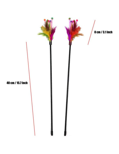 Varitas Interactivas para Gatos IUHKBH 4 Pcs con Plumas 40 cm