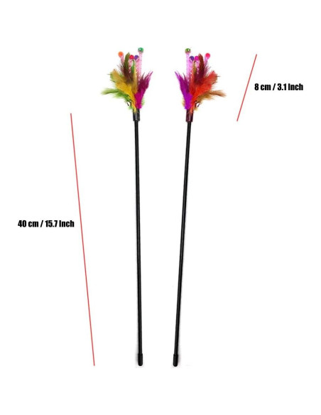 Varitas Interactivas para Gatos IUHKBH 4 Pcs con Plumas 40 cm Varitas Interactivas para Gatos IUHKBH 4 Pcs con Plumas 40 cm
