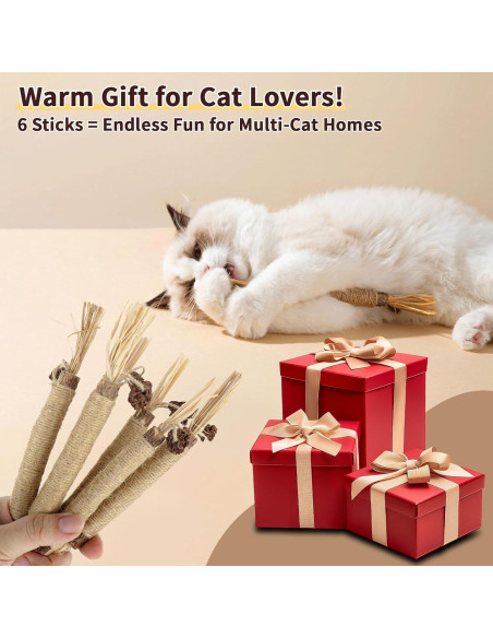 Paquete de 6 Juguetes Masticables COSOWO para Gatos Amarillo