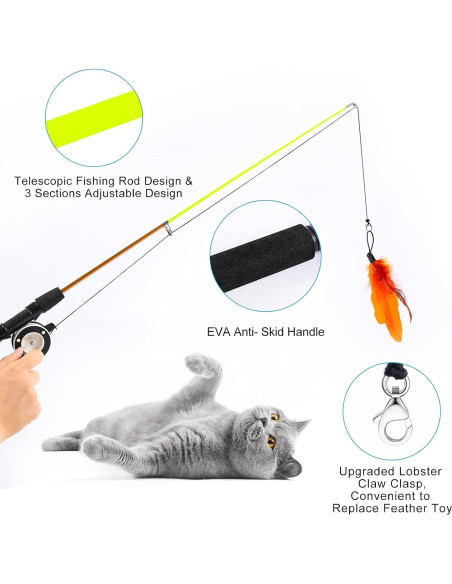 Juguete Interactivo para Gatos APSUAE 9 Piezas con Varita y Plumas Juguete Interactivo para Gatos APSUAE 9 Piezas con Varita y Plumas
