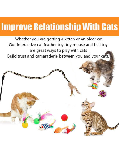 21 Piezas Juguetes para Gatos Interactivos - Túnel Plegable y Varita