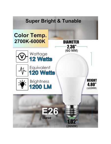 Bombillas Inteligentes iLC Alexa 12W 6 Paquetes Luz Ajustable Bombillas Inteligentes iLC Alexa 12W 6 Paquetes Luz Ajustable