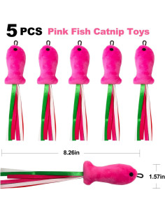 Juguetes para Gatos ZeyZoo 5PCS Pez Rosa Catnip Suave 2