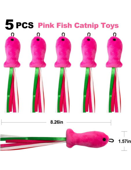 Juguetes para Gatos ZeyZoo 5PCS Pez Rosa Catnip Suave Juguetes para Gatos ZeyZoo 5PCS Pez Rosa Catnip Suave