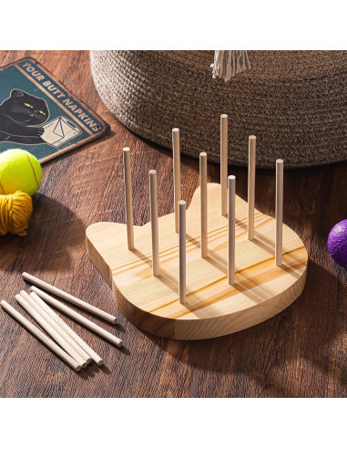 15 Palos de Madera Natural para Gatos con Base VioraWhite