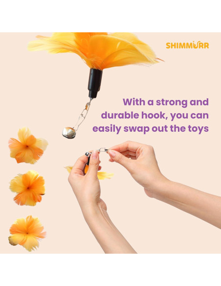 Varita Retráctil para Gatos SHIMMURR con Flor de Pluma Naranja Varita Retráctil para Gatos SHIMMURR con Flor de Pluma Naranja