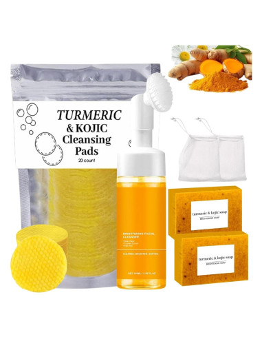 Set de Cuidado Facial Luomei con Jabón y Almohadillas de Cúrcuma