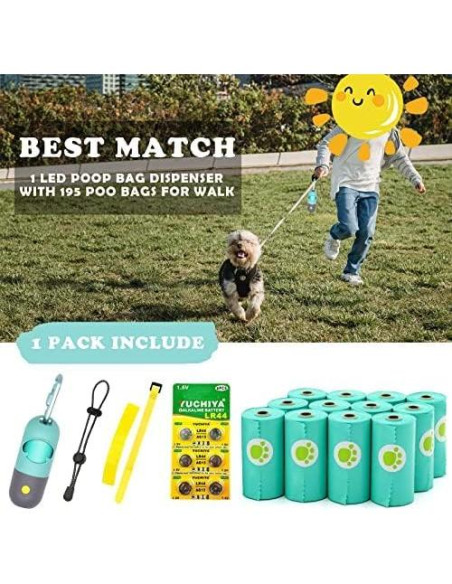 Dispensador de bolsas para excremento de perro YUCHIYA con linterna LED Dispensador de bolsas para excremento de perro YUCHIYA con linterna LED