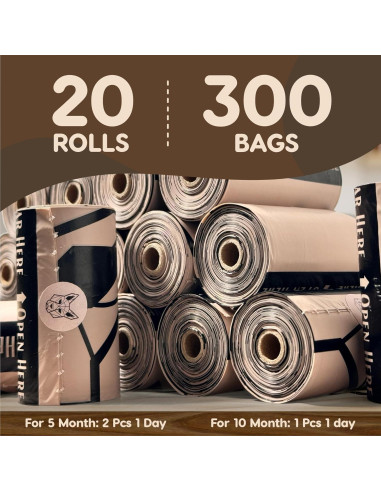 Bolsas Compostables para Excremento de Perros PAWizard 300 Unidades