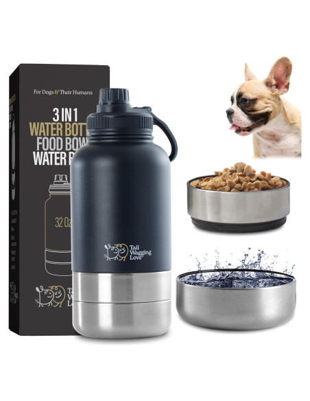 Botella de Agua Portátil 3-en-1 Tail Wagging Love 32oz Botella de Agua Portátil 3-en-1 Tail Wagging Love 32oz