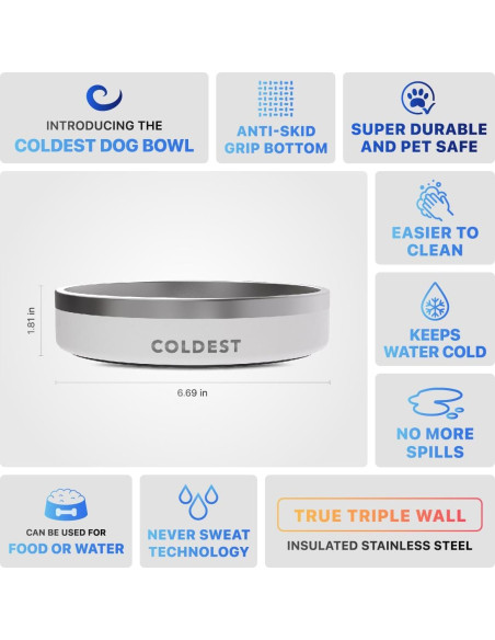 Tazón para Perros Coldest 21 oz Acero Inoxidable Antideslizante Tazón para Perros Coldest 21 oz Acero Inoxidable Antideslizante