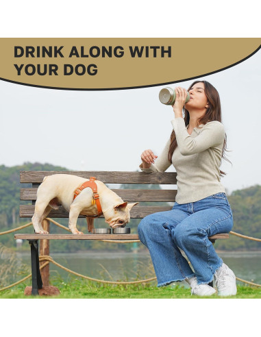Botella de Agua Portátil 3-en-1 Tail Wagging Love 32oz