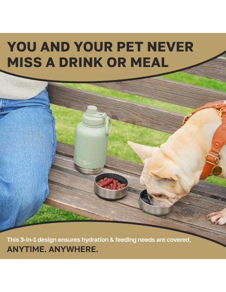 Botella de Agua Portátil 3-en-1 Tail Wagging Love 32oz Botella de Agua Portátil 3-en-1 Tail Wagging Love 32oz