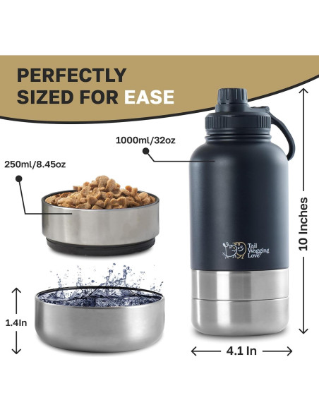 Botella de Agua Portátil 3-en-1 Tail Wagging Love 32oz Botella de Agua Portátil 3-en-1 Tail Wagging Love 32oz