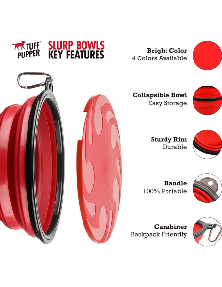 Cuenco Plegable para Perros Tuff Pupper XL 1.77L Rojo Cuenco Plegable para Perros Tuff Pupper XL 1.77L Rojo