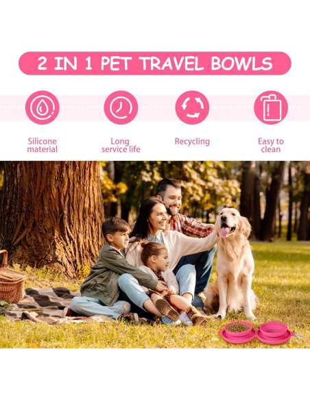 Cuenco Plegable 2 en 1 para Perros y Gatos Rosa 300ml Cuenco Plegable 2 en 1 para Perros y Gatos Rosa 300ml
